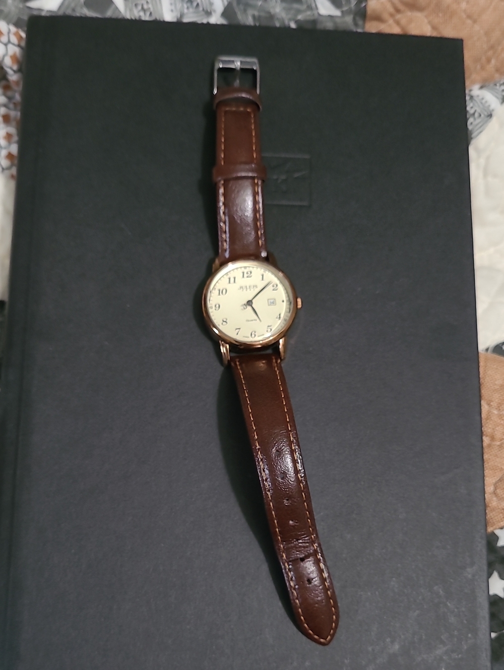 Women's Classic Brown Leather Wristwatch with Cream Dial 16mm Strap